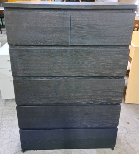 IKEA．黑色．2.7尺．六抽櫃