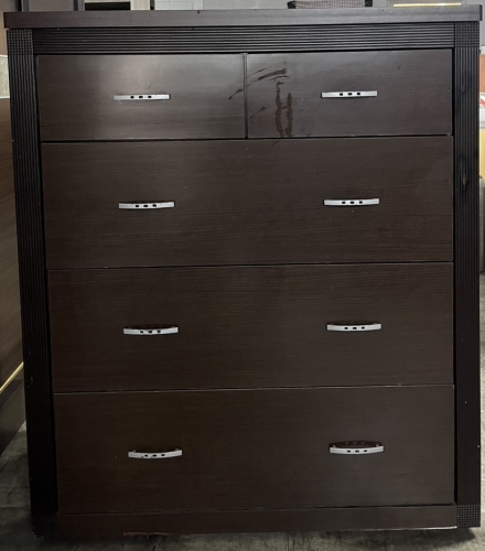 胡桃色．3.4尺．五抽櫃