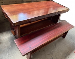 花梨木．木板桌椅．一桌兩椅