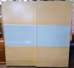 白橡木色．滑門式．七尺衣櫃