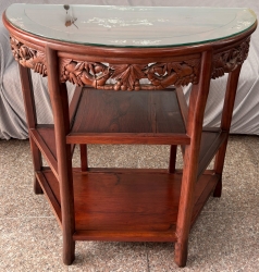 酸枝木鑲貝．2.7尺．半圓玄關桌