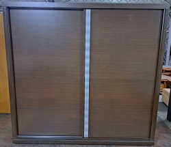 胡桃色．滑門式．七尺衣櫃(211公分)