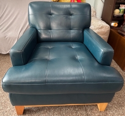 全牛皮．深藍色．單人沙發