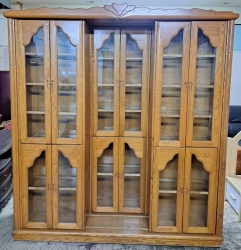 半實木．滑門式．六尺．雙層書櫃