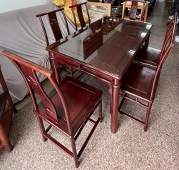 明式家具．4.4尺．餐桌椅組．一桌六椅