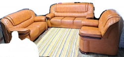 半牛皮．橘色．沙發組．123人座