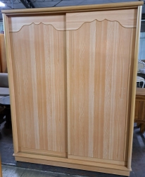 山毛色．滑門式．五尺衣櫃（抽屜x1）