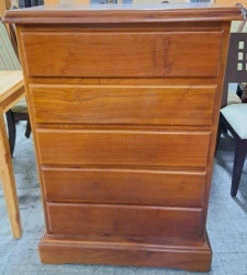 全實木．柚木．2.6尺．五抽櫃