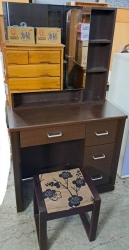 胡桃色．3尺．化妝桌椅組