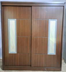 胡桃色．滑門式．六尺衣櫃