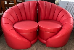 半牛皮．紅色．雙人情人椅