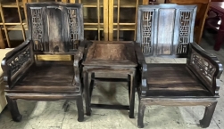 中式家具．黑檀木．兩椅一几