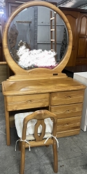半實木．3.4尺．化妝桌椅組